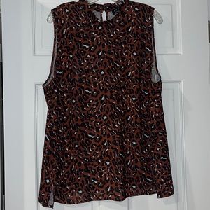 Eloquii Plus Size Sleeveless Leopard Print Blouse.